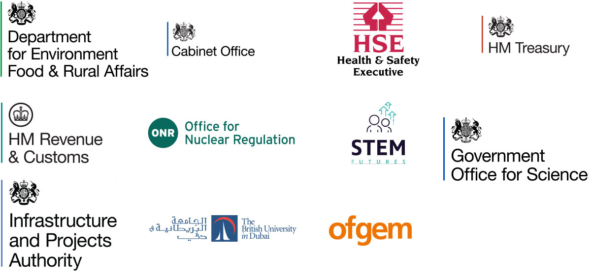 SALIENT partners including government departments, arms-length bodies, STEM futures systems thinking and reliability hubs